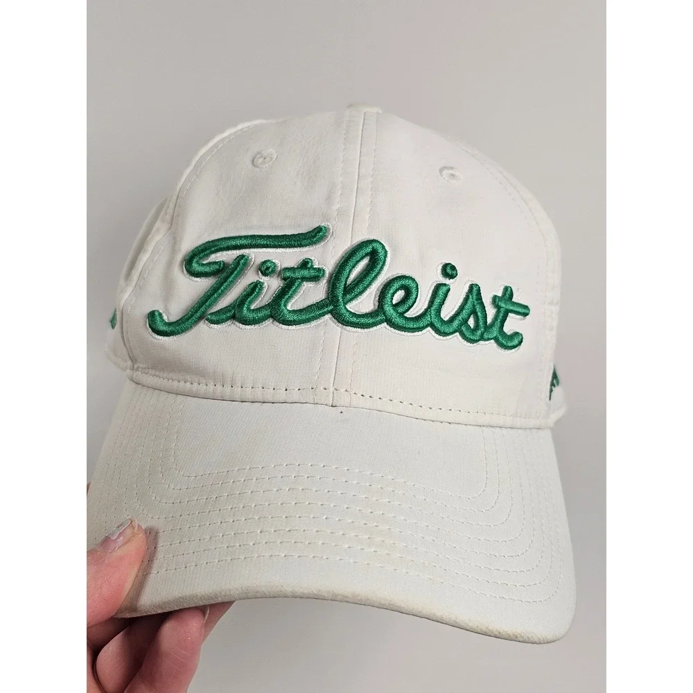 Titleist Hat Strapback White Green Pro V1 FJ FootJoy Golf Performance Casual Men